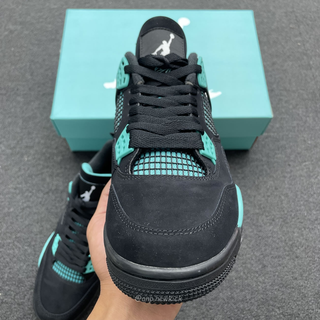 Air Jordan 4 Retro Tiffany Black Green (6) - www.newkick.vip
